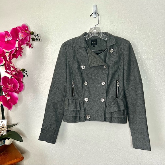 Express Grey Peplum Vintage Military
Moto Jacket, XS size - Picture 1 of 12